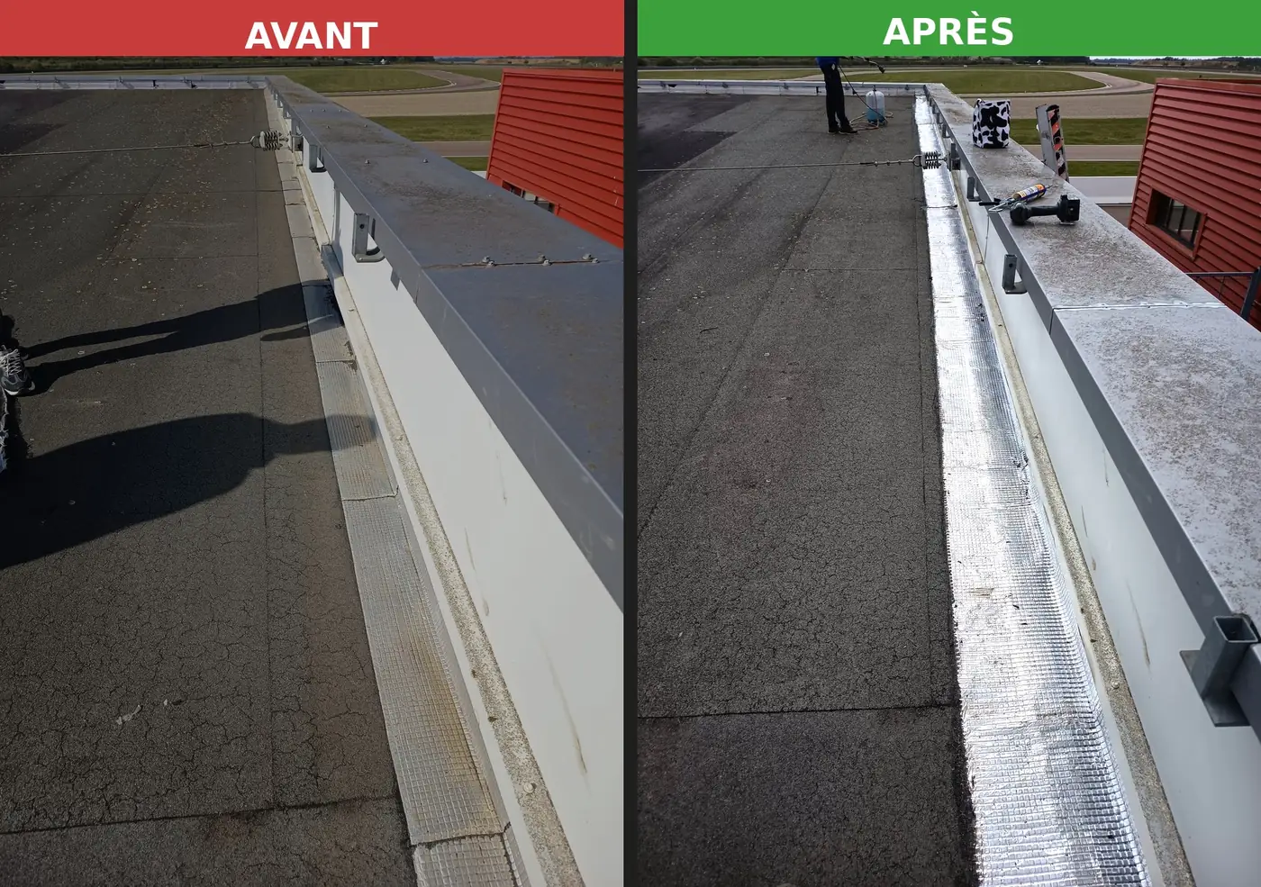 Avant / après — étanchéité de toiture-terrasse par Camille Couverture